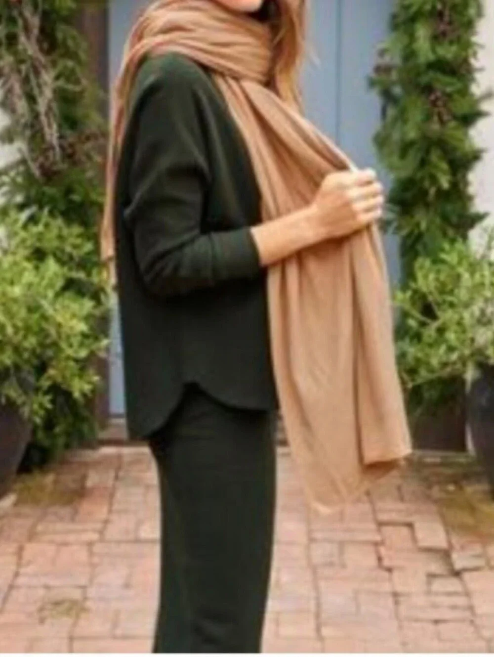 NWOT Frank & Eileen Aude Travel Oversized Camel Scarf (damaged)